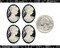 Vintage 24mm x 18mm Black and White Feminine Profile Cameos - Set of  Four Facing Right - XXX - CAM301